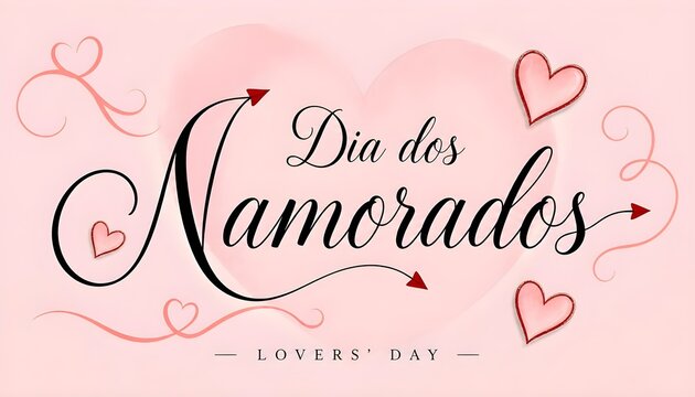 Valentine's Day on June 12 in Brazil - Lovers' Day Heart Typography Text Poster Background