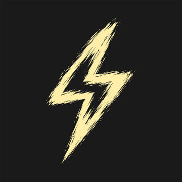Yellow brush stroke lightning bolt symbol on black background