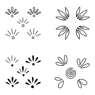 Set of hand drawn doodle sparkle burst geometric line elements
