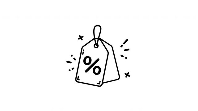 Discount tag animation features shopping percentage, ideal for sale promotions, social posts, and digital advertising.