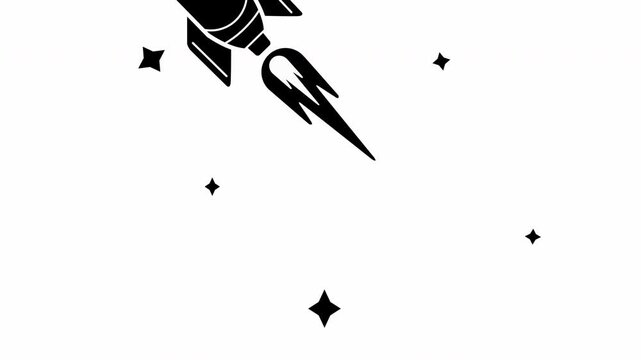 silhouette of a rocket video animation icon