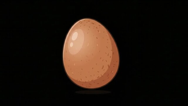 Organic Brown Egg Cartoon Animation Seamless Loop on Black Background