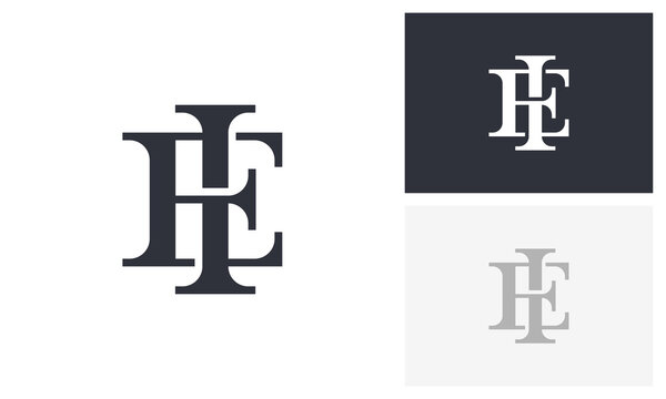 Intertwined Letters H and E, Elegant Monogram Logo