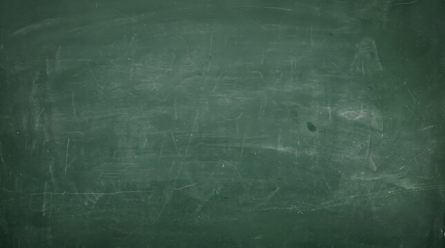Dark green vintage chalkboard texture background, classic classroom education surface with subtle scratches and erased white dust marks