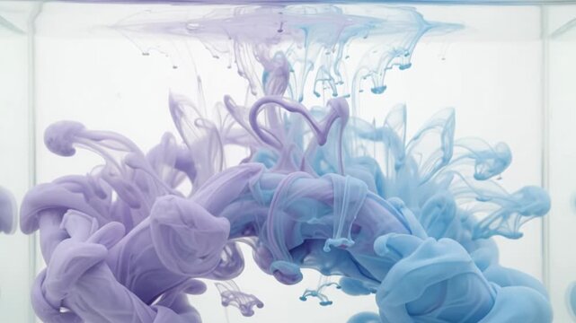 Abstract purple blue ink paint swirl liquid water movement mix artistic background creative motion fluid visual magic peaceful serene smooth drop blend colorful dynamic cloud soft flow tank Light