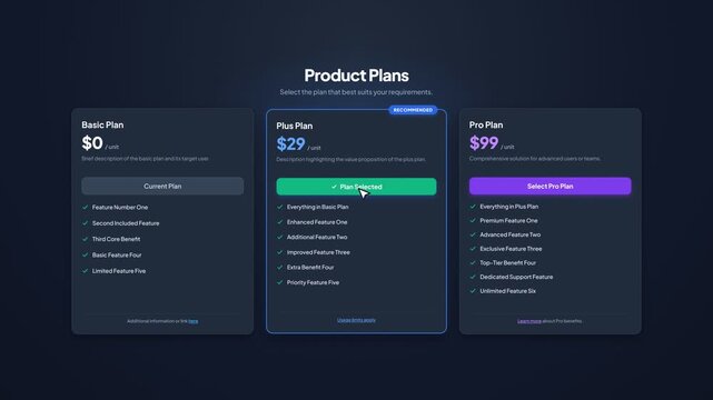 User selecting a subscription plan on a website pricing page. 4K Video