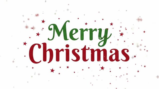 Merry christmas text animation red green typography white background motion graphic seamless loop
