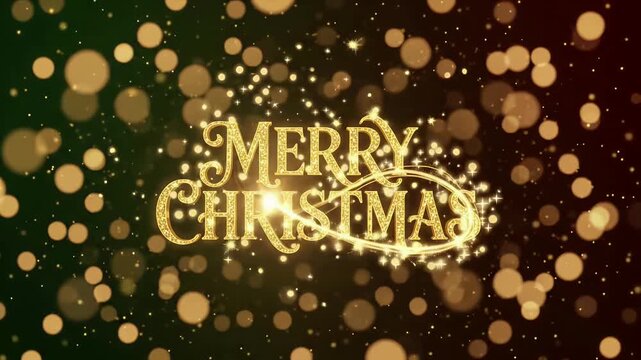 Merry christmas gold glitter bokeh background animation motion graphic seamless loop
