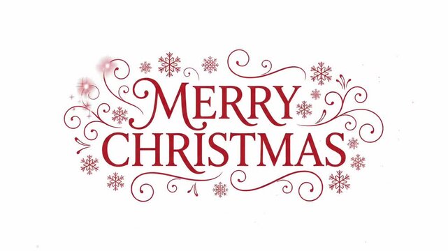 Merry christmas text animation red typography white background motion graphic loop
