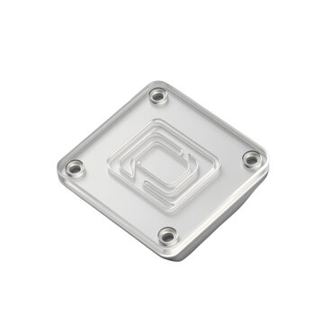Transparent water cooling block for computer processor on black