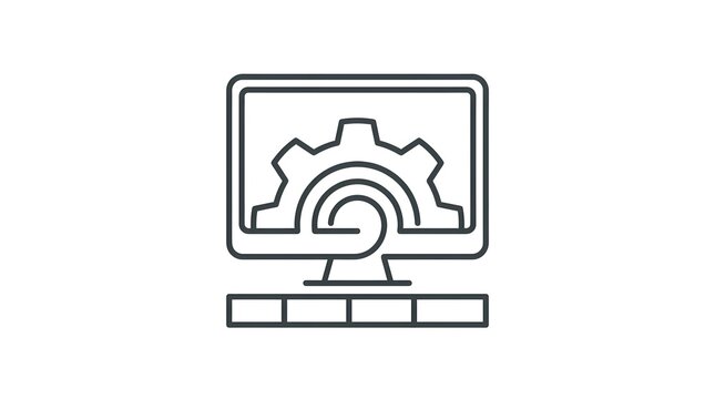Modern Computer Monitor with Gear Icon