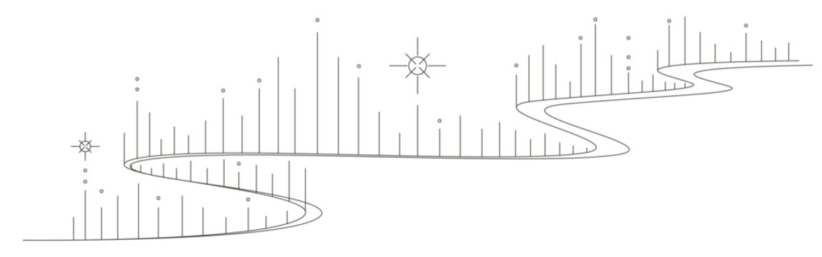 aurora in the night line art vector background illustration design