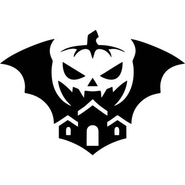 Evil Pumpkin Bat Halloween Emblem Vector