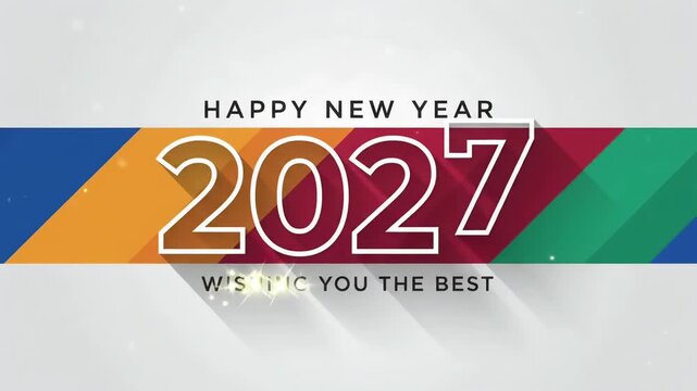 Happy new year 2027 banner motion graphic background seamless loop animation
