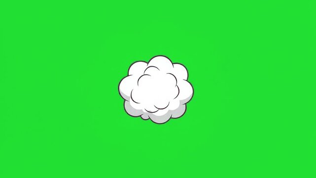 Animated Cartoon Smoke Cloud or Fart Effect Element on Green Screen