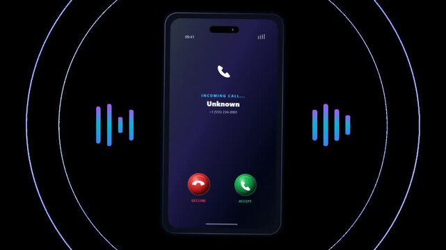 Incoming call interface on a smartphone screen with digital buttons