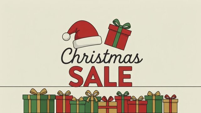 Christmas sale gift box santa hat animation motion graphic background seamless loop
