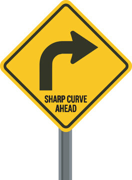 Sharp Right Turn Road Warning Sign