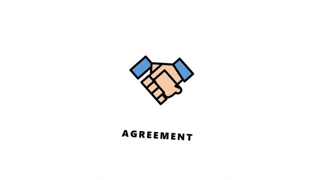 Animated business handshake agreement icon with text on transparent background