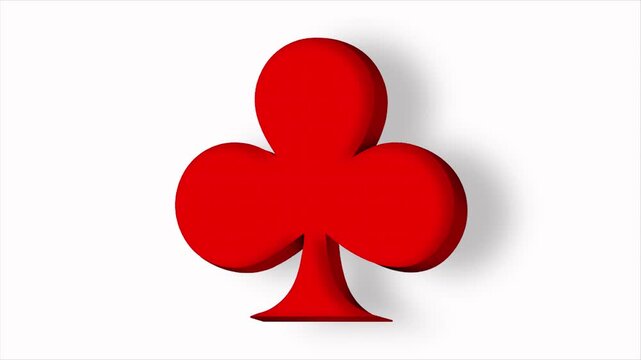3D red and black spade card suit icon 4K animation on white