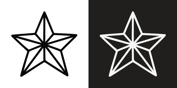 Five pointed star outline symbol on monochrome background with pentagram geometry minimalist decoration ornament celestial astronomy illustration contrast