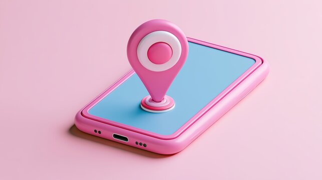 Smartphone with map, 3D Map pins, GPS, navigator pin checking points, 3D World Map icon, technology and application mobile smart phone with mobile, delivery tracking, transportation, generate by AI