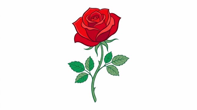 Red rose illustration isolated white background