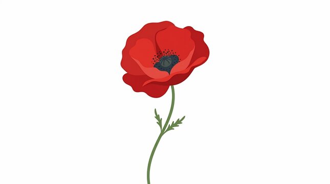 Red poppy flower isolated white background