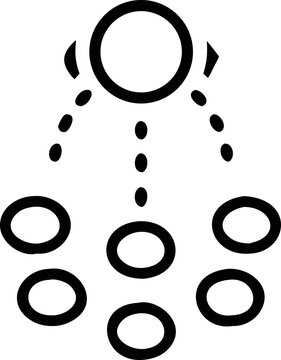 Hierarchy connection diagram icon with dotted paths for data distribution and structure line.