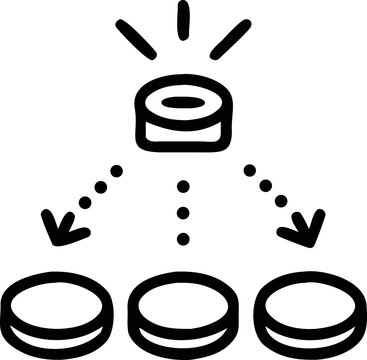 Resource distribution network icon showing hierarchy and data allocation flow structures.