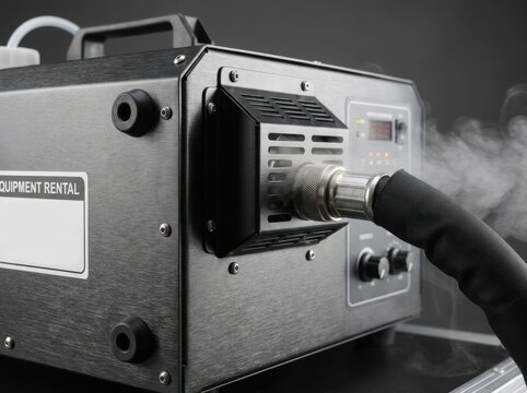 concert low fog machine Fog machine emitting mist on black background close-up