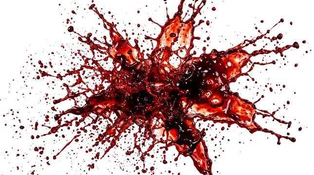 Violent red blood explosion and liquid splash burst