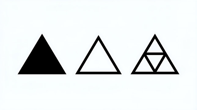 Three simple black triangle geometric shapes in a row