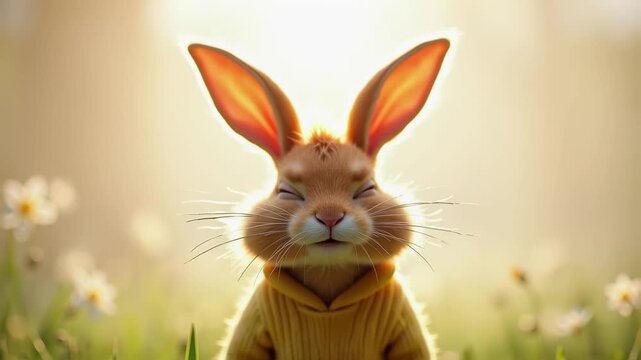 Lustiger Osterhase im Fr&uuml;hlingswiese