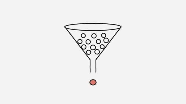 Hand-Drawn Funnel With Thirteen Dots and Coral Output