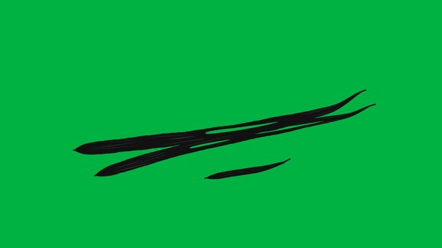 Two Crossing Dry Brush Swooshes on Green Screen