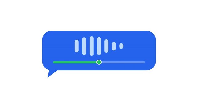 Set of blue speech bubbles featuring microphone icons and active audio waveforms on a white background. Modern UI elements for mobile chat apps. Ideal for social media interface design.