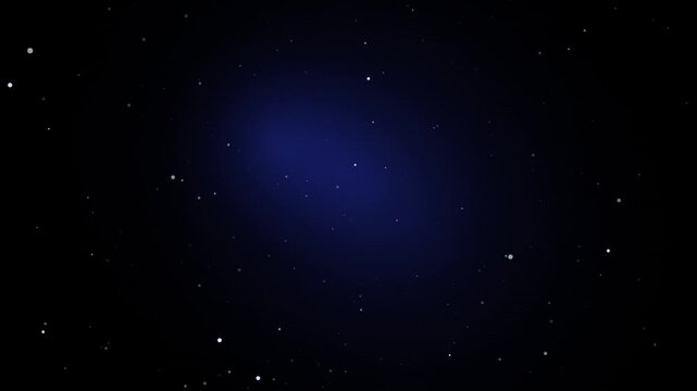 Twinkling stars drifting in dark outer space with deep blue nebula background cinematic motion.