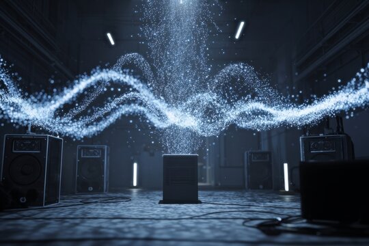 Audio Speakers Visualizing Sound Waves With Light Particles