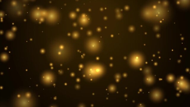 Floating golden particles drifting slowly in dark space backdrop for cinematic motion graphics.
