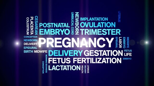 Pregnancy animated word cloud-animation tag kinetic typography seamless loop.
