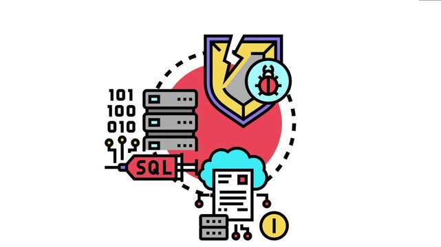 Ransomware attack events concept a broken shield, server infrastructure, sql injection, cloud data breach, and binary code, symbolizing digital risks and data protection needs