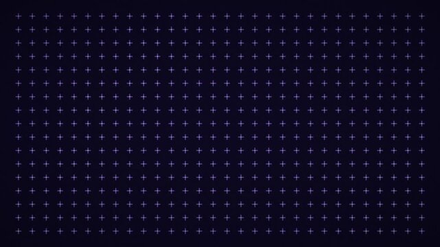 Grid of glowing plus signs with traveling wave of light, abstract tech pattern