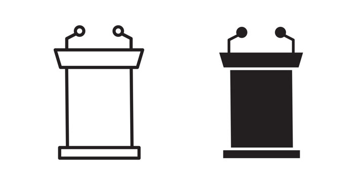 Lectern icon flat outline in black