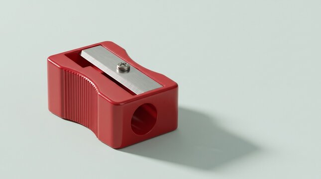 Red plastic pencil sharpener with metal blade