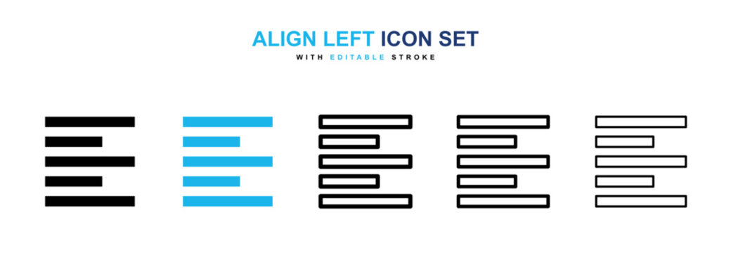 Align left icon flat outline in black