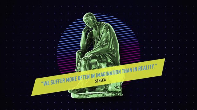 Animated background with a Greek bust, neon geometric shapes, and an inspirational quote. Ideal for social media, presentations, and motivational content.
