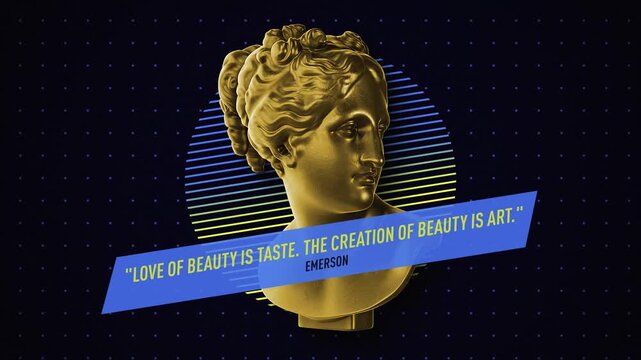 Animated background with a Greek bust, neon geometric shapes, and an inspirational quote. Ideal for social media, presentations, and motivational content.
