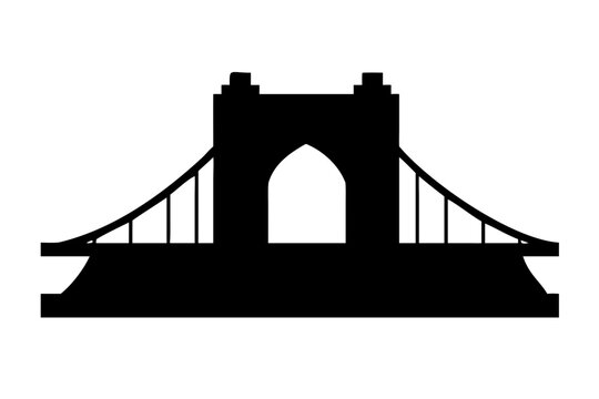 Brooklyn Suspension Bridge Skyline Architecture Vector Silhouette Icon