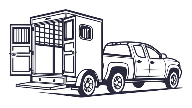 Cargo Utility Trailer Transport Vector Silhouette Icon